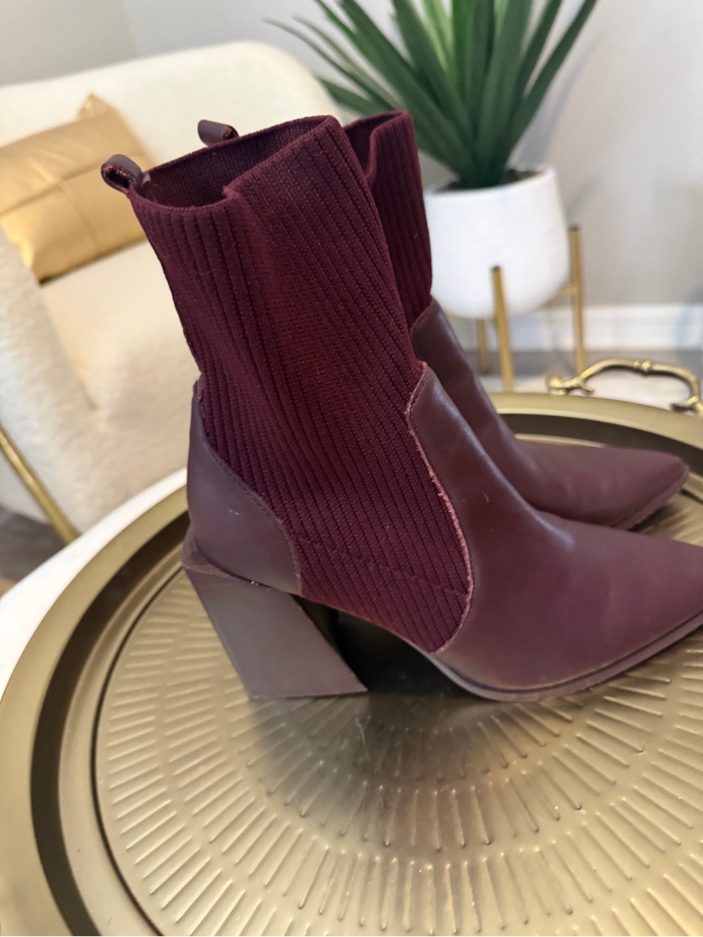 Steve Madden Burgundy knit Sock Ankle Booties